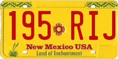 NM license plate 195RIJ