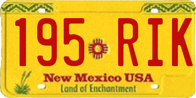 NM license plate 195RIK