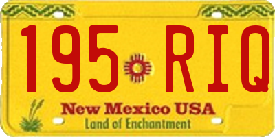 NM license plate 195RIQ