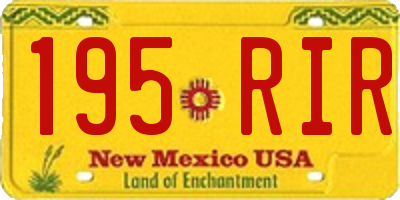 NM license plate 195RIR