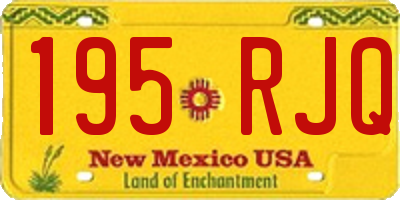 NM license plate 195RJQ