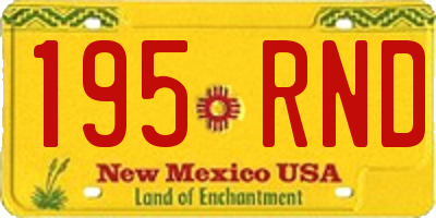 NM license plate 195RND