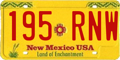 NM license plate 195RNW