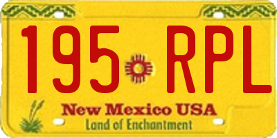 NM license plate 195RPL