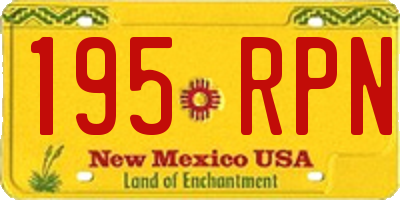 NM license plate 195RPN