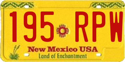 NM license plate 195RPW