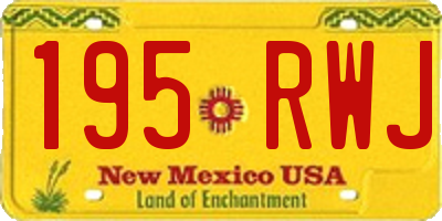 NM license plate 195RWJ