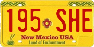 NM license plate 195SHE