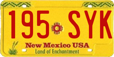 NM license plate 195SYK