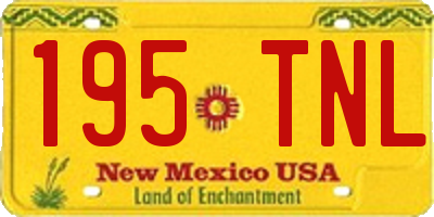 NM license plate 195TNL