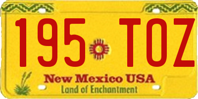NM license plate 195TOZ