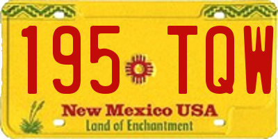 NM license plate 195TQW