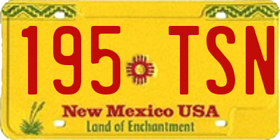 NM license plate 195TSN