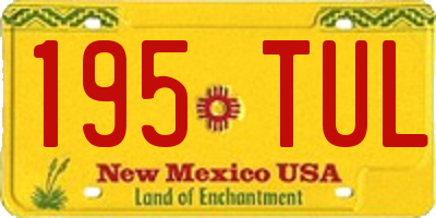 NM license plate 195TUL