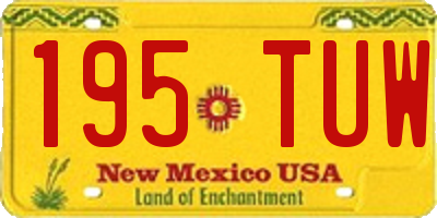 NM license plate 195TUW
