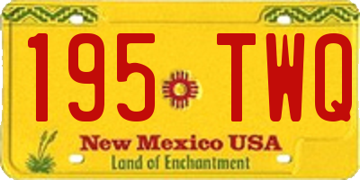 NM license plate 195TWQ