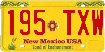 NM license plate 195TXW