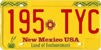 NM license plate 195TYC