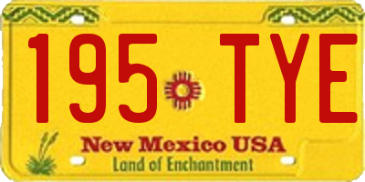 NM license plate 195TYE
