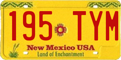 NM license plate 195TYM