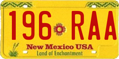 NM license plate 196RAA