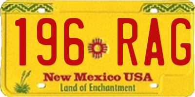 NM license plate 196RAG