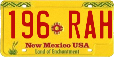 NM license plate 196RAH