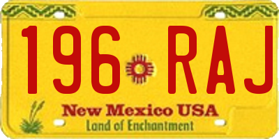 NM license plate 196RAJ