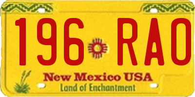 NM license plate 196RAO