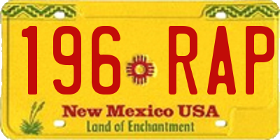 NM license plate 196RAP