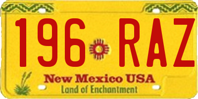 NM license plate 196RAZ