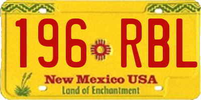 NM license plate 196RBL