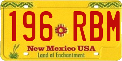 NM license plate 196RBM