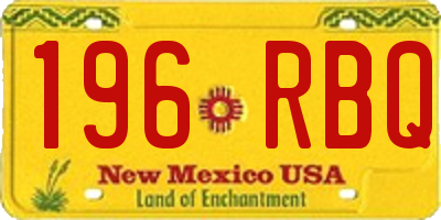 NM license plate 196RBQ