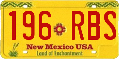 NM license plate 196RBS