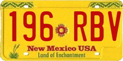 NM license plate 196RBV