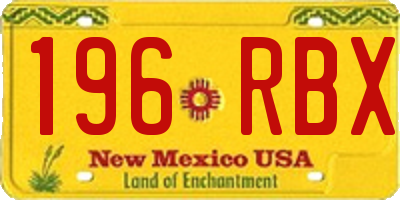 NM license plate 196RBX
