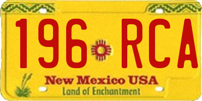 NM license plate 196RCA