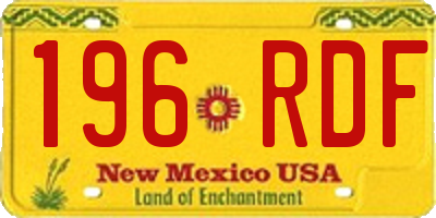 NM license plate 196RDF