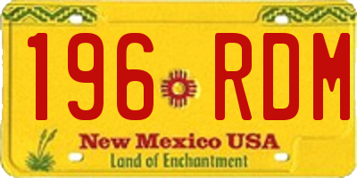 NM license plate 196RDM