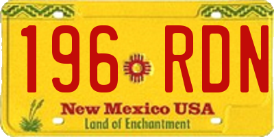 NM license plate 196RDN