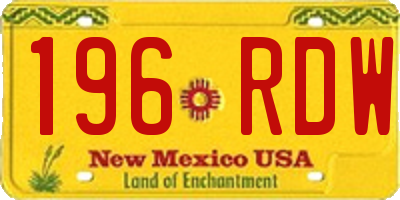 NM license plate 196RDW