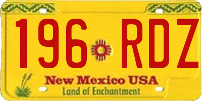 NM license plate 196RDZ