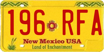 NM license plate 196RFA