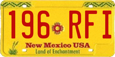 NM license plate 196RFI