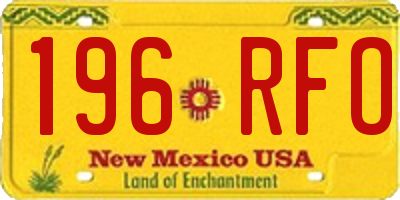 NM license plate 196RFO