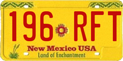 NM license plate 196RFT