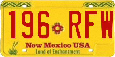 NM license plate 196RFW
