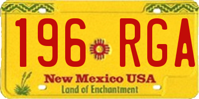 NM license plate 196RGA