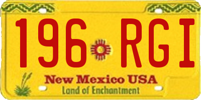NM license plate 196RGI